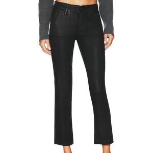 PAIGE Mayslie Coated Ankle Straight Leg Pants Black Luxe Coating Size 34 - NWT